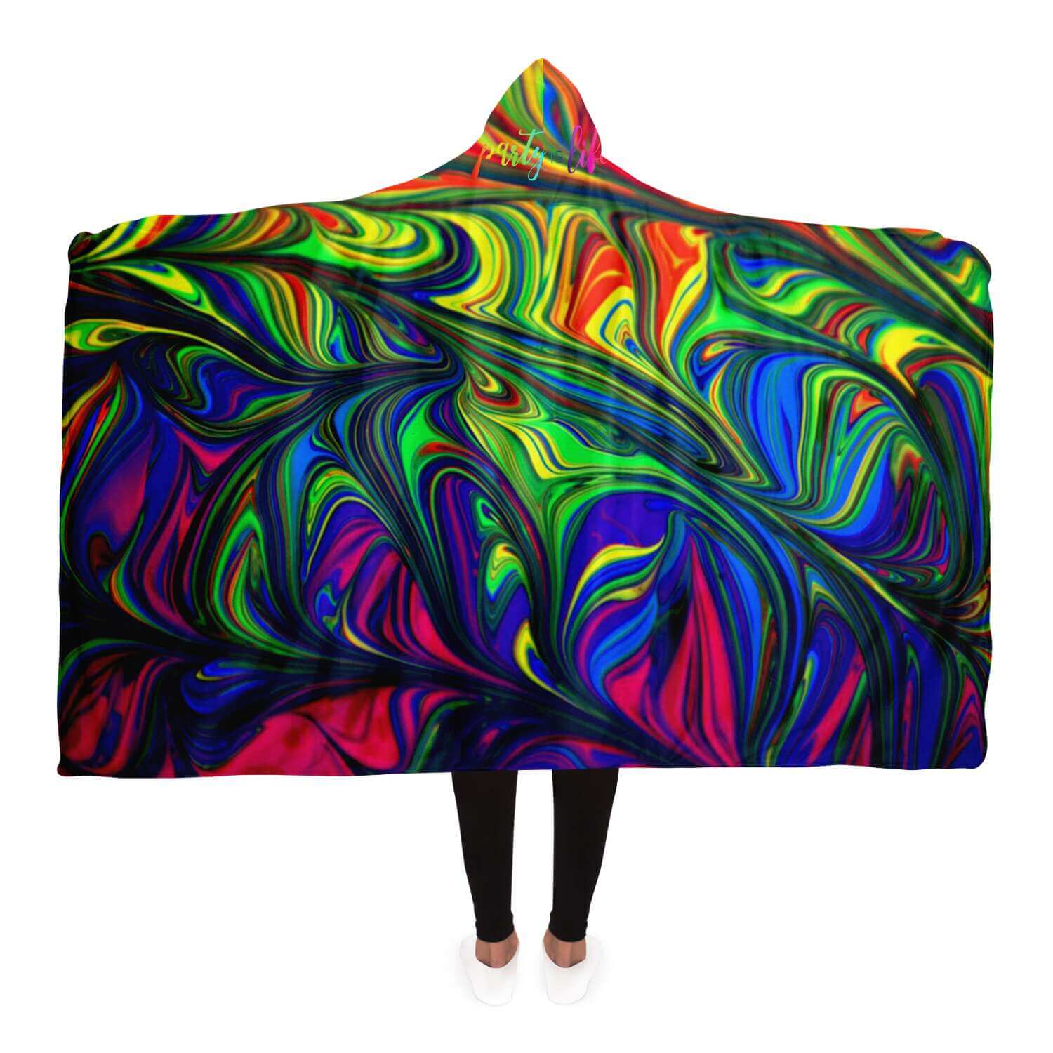 Abstract Colors Hooded Blanket-Hooded Blanket - AOP