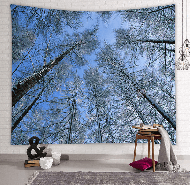 Snowy Trees Forest Tapestry-Decorative Tapestries