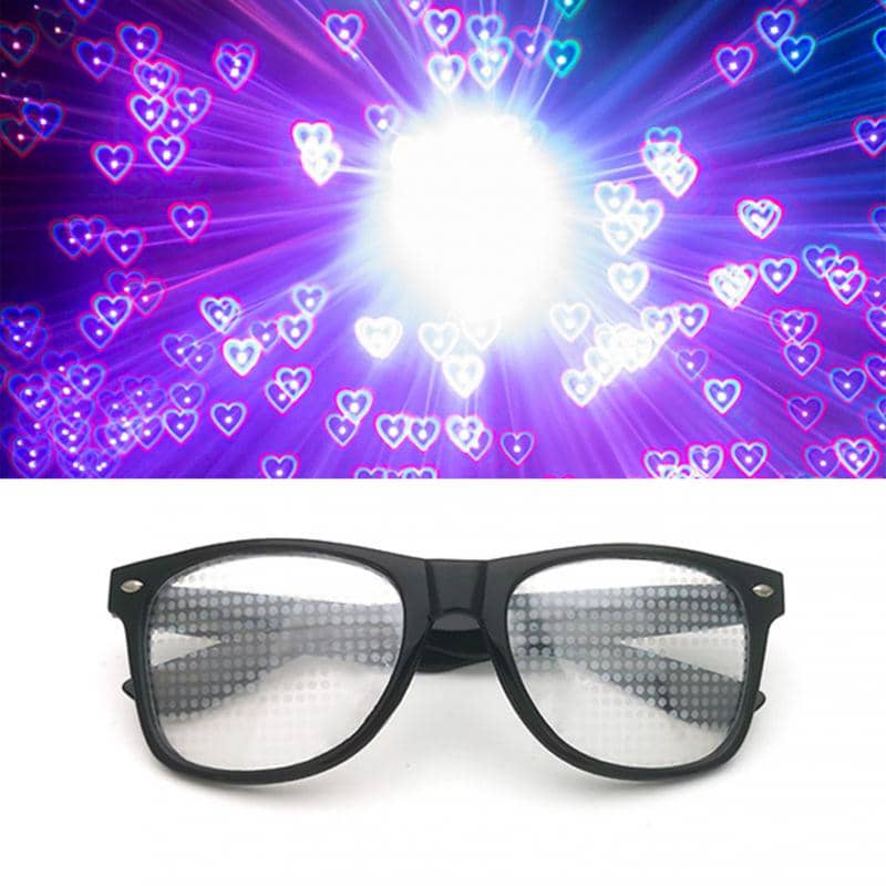 Clear Lensed Heart Diffraction Glasses