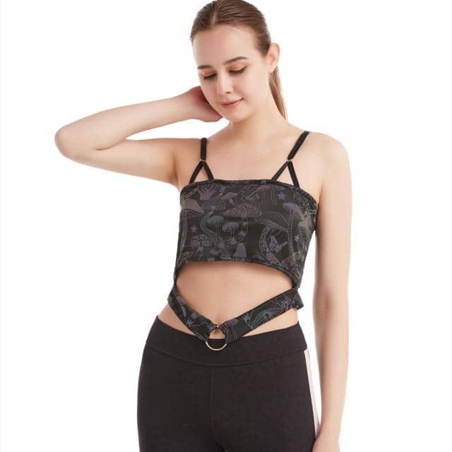Reflective Rainbow Psychedelic Mushroom Crop Top-Festival Wear