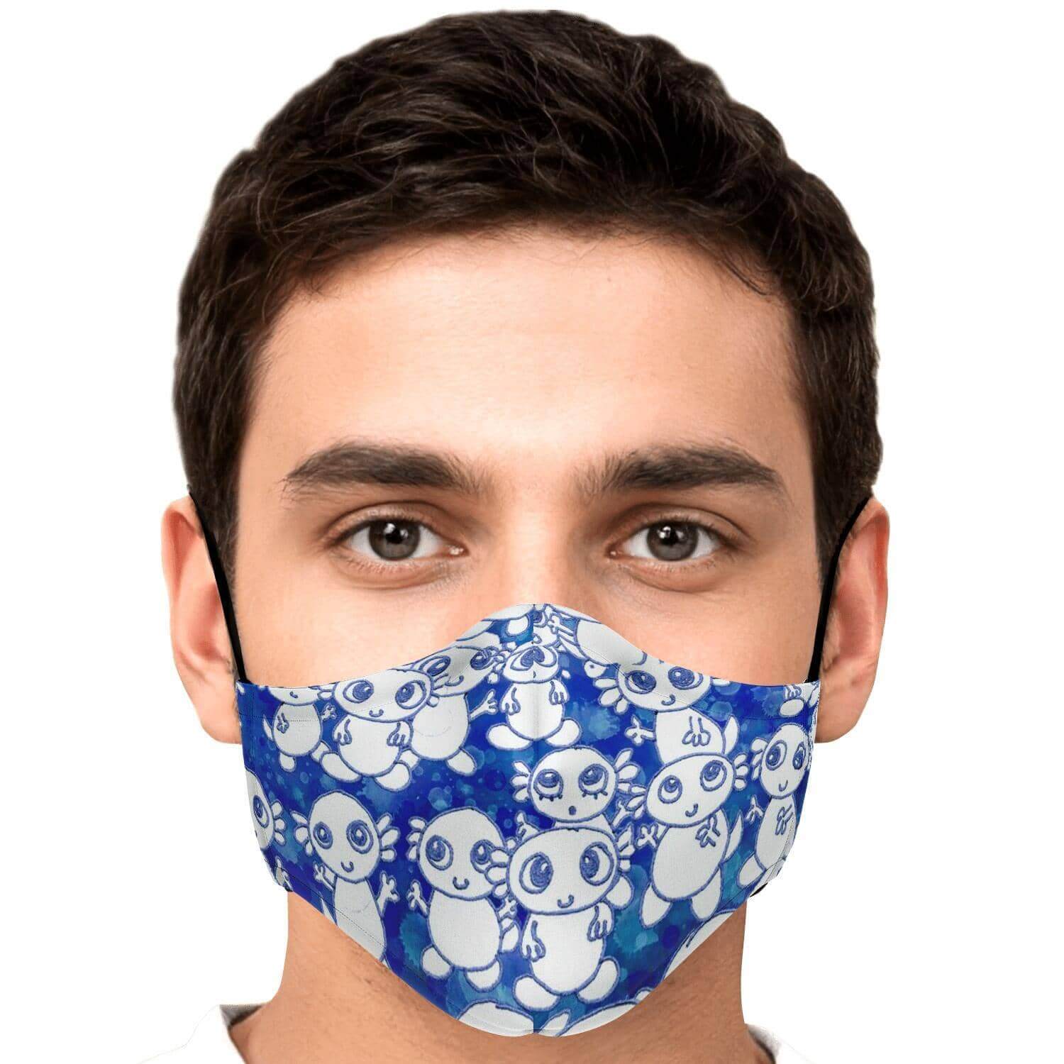 Blue Axolitl Party Printed Face Mask-Fashion Face Mask - AOP