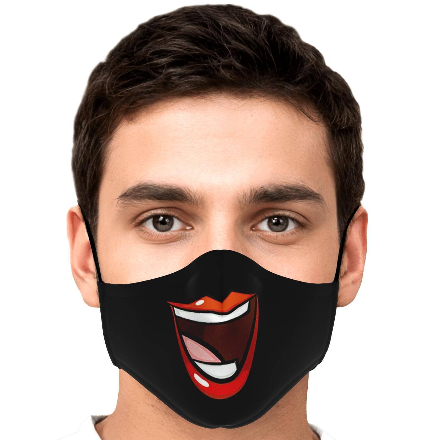 Huge Smile Fase Mask - Black-Fashion Face Mask - AOP