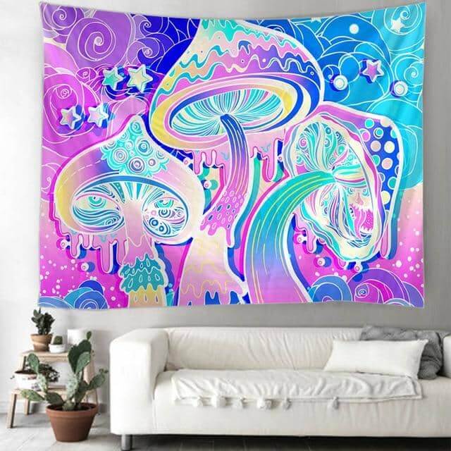 Pastel Psychedelic Mushroom Tapestry-