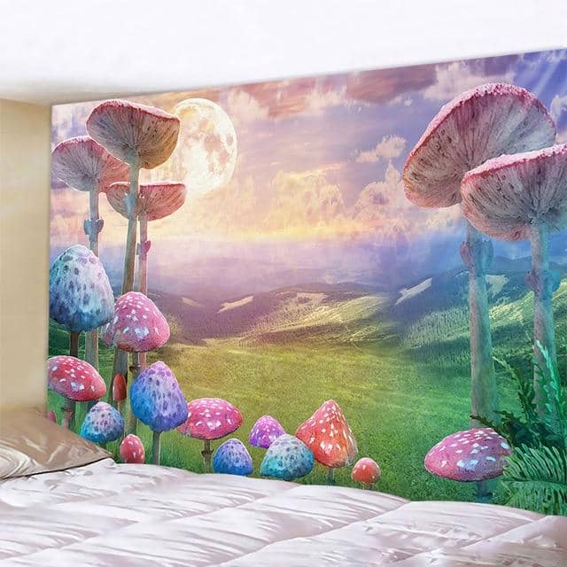 Grass Valley with Mushrooms Tapestry-Decorative Tapestries