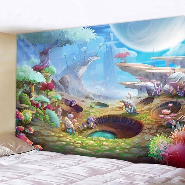 Craters and Mushroom Planet Tapestry-Decorative Tapestries