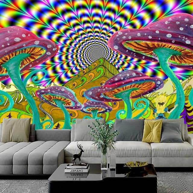 Psychedelic Hypnotic Mushroom Tapestry-Decorative Tapestries
