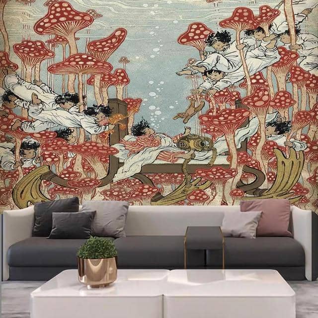 Swimming Among The Mushrooms Tapestry-Decorative Tapestries