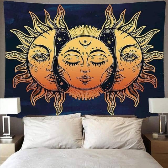 Internal Yellow Moon of the Sun Tapestry-Decorative Tapestries