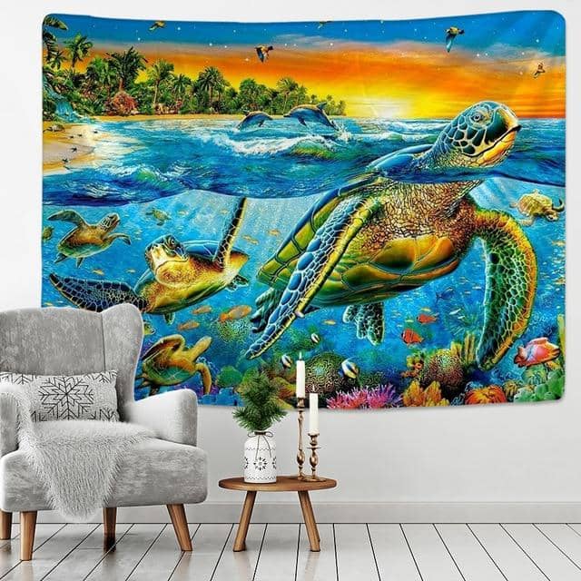 Under The Sea Turtle Festival Tapestry-Decorative Tapestries