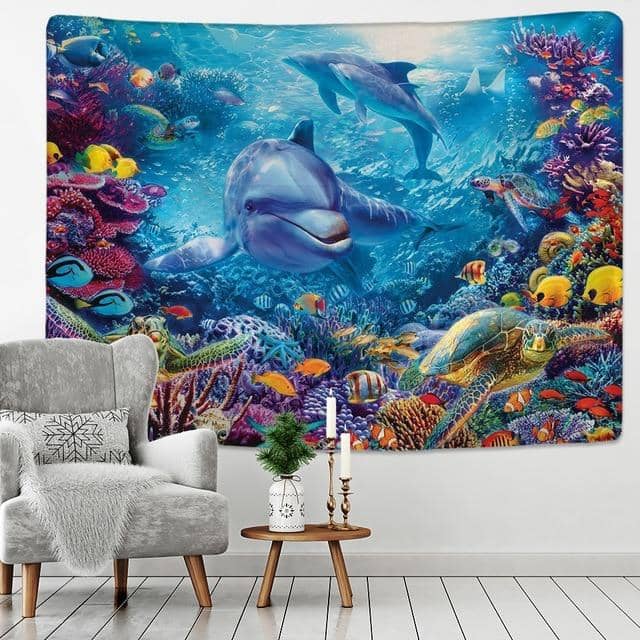 Under The Sea Dolphin Tapestry-Decorative Tapestries