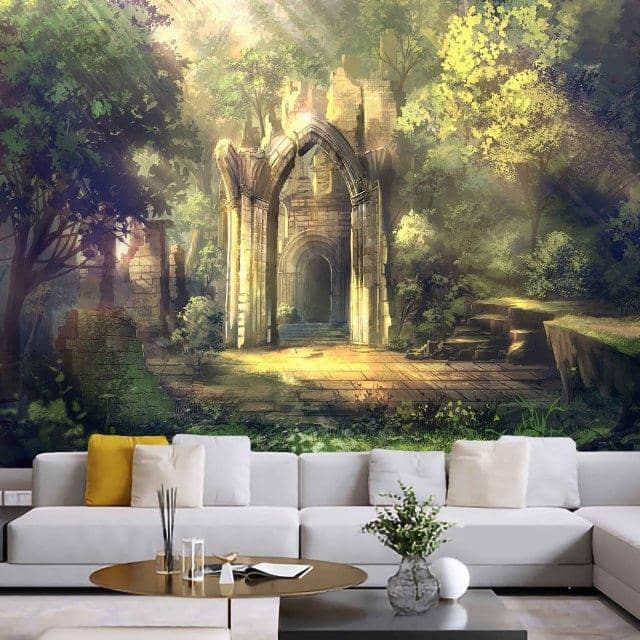 Mysterious Ruins In The Forest Tapestry-Decorative Tapestries