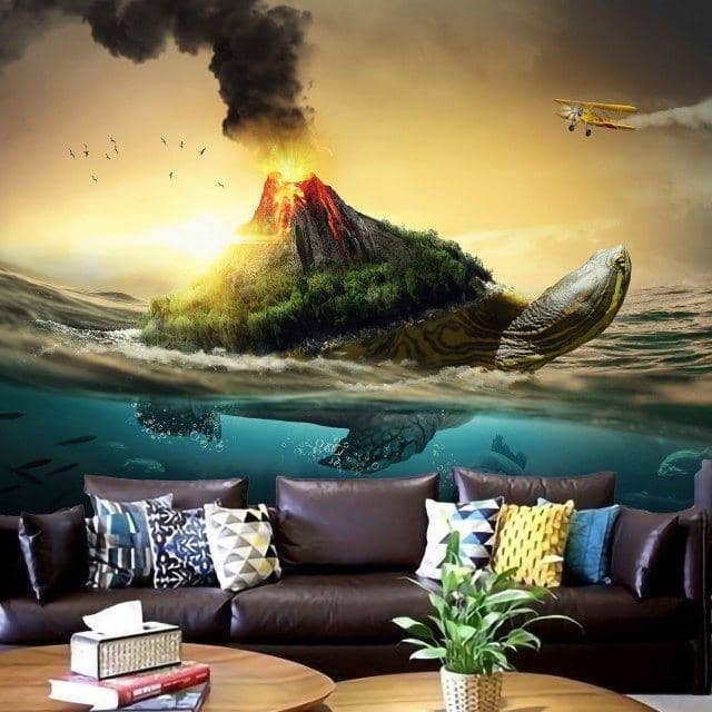 Volcano Turtle Island Tapestry-Decorative Tapestries
