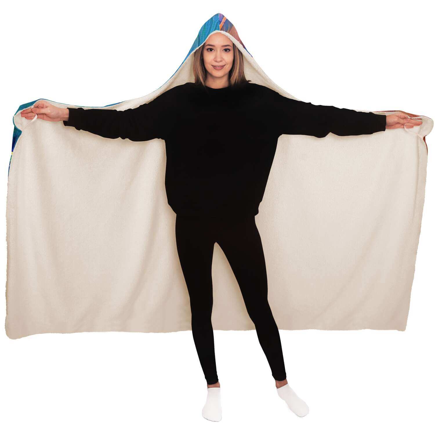Masked Girl Hooded Blanket-Hooded Blanket - AOP