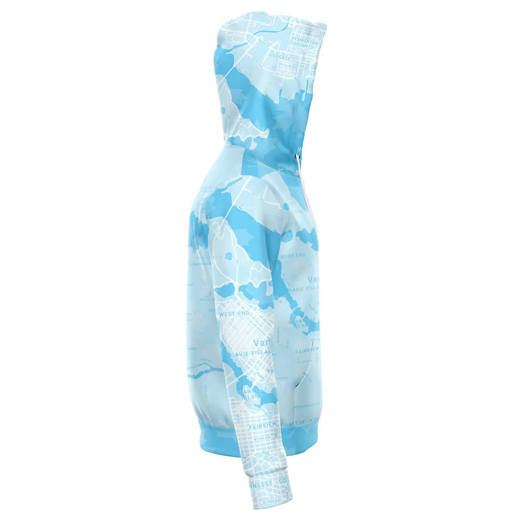 Light Blue Vancouver Map Zip Hoodie-Fashion Zip-Up Hoodie - AOP