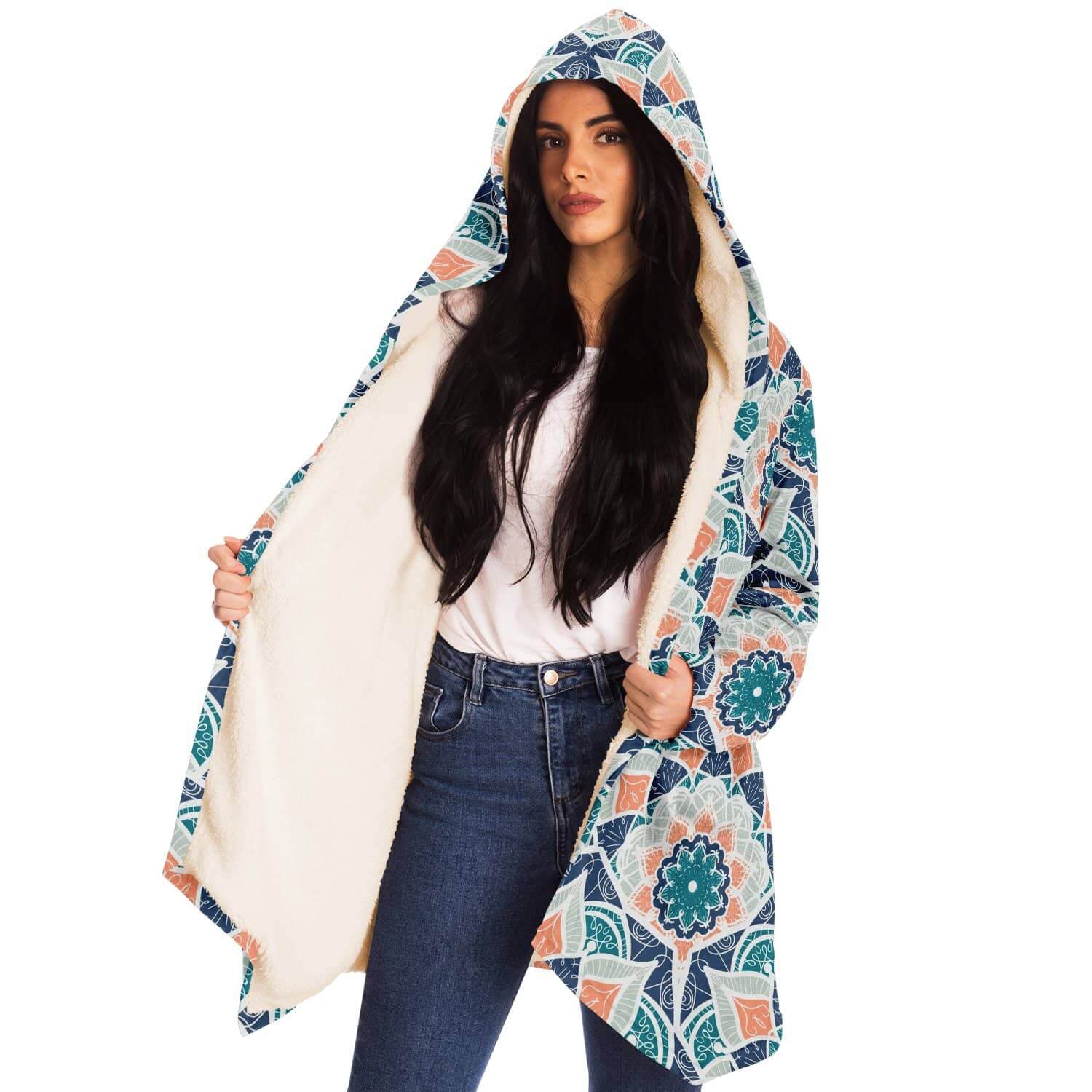 Orange Blue East Serenity Cloak-Microfleece Cloak - AOP