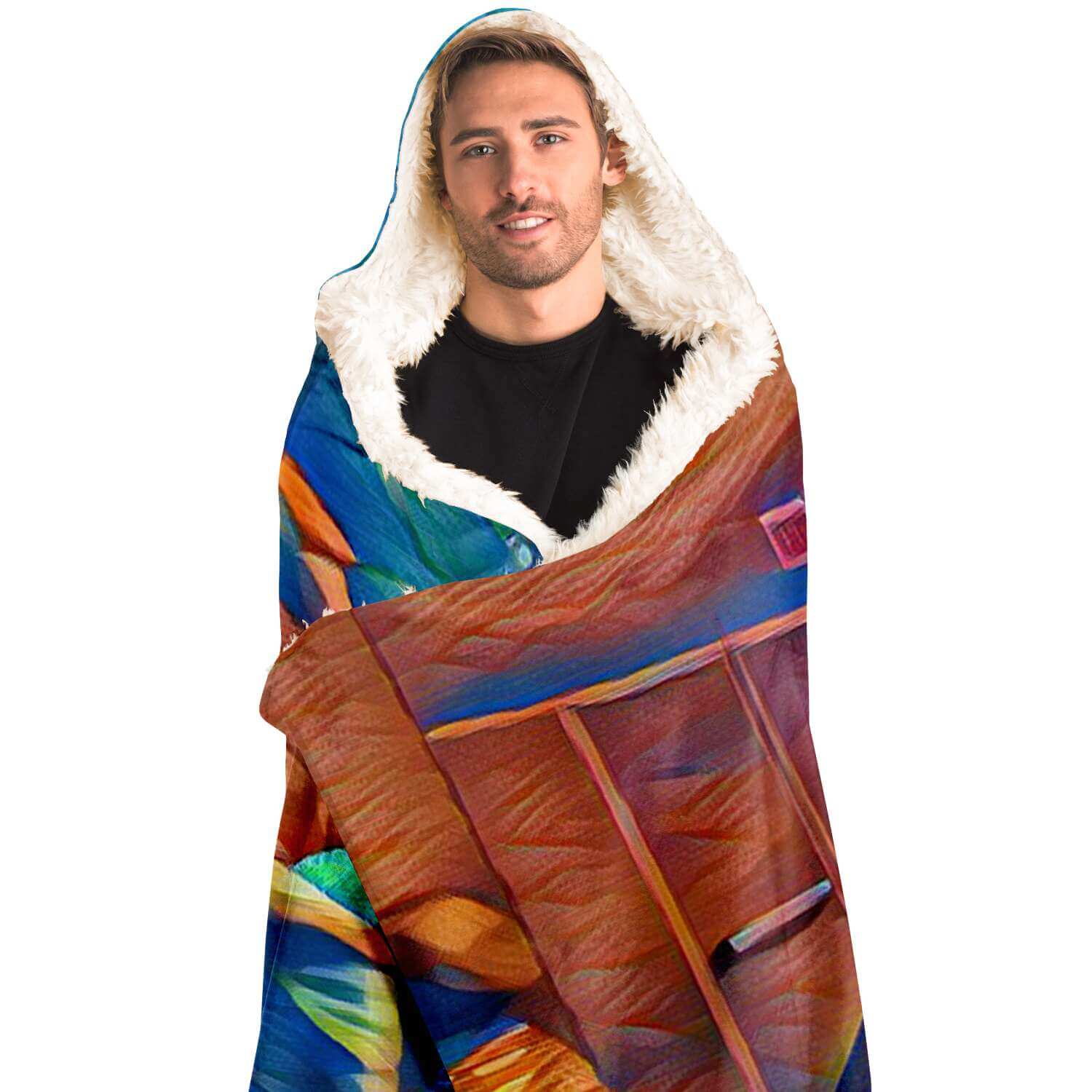 Masked Girl Hooded Blanket-Hooded Blanket - AOP