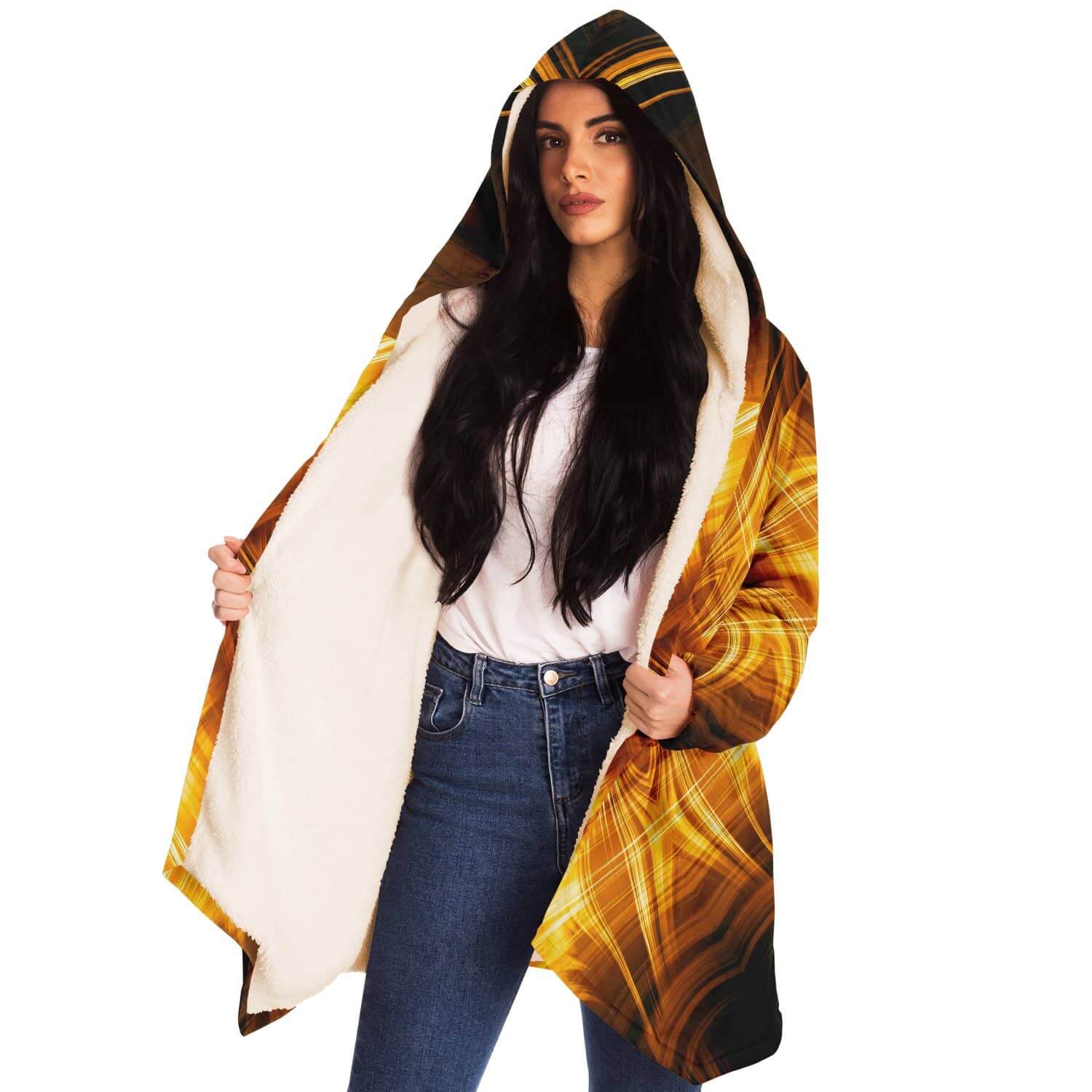 Gold Fire Cloak-Microfleece Cloak - AOP
