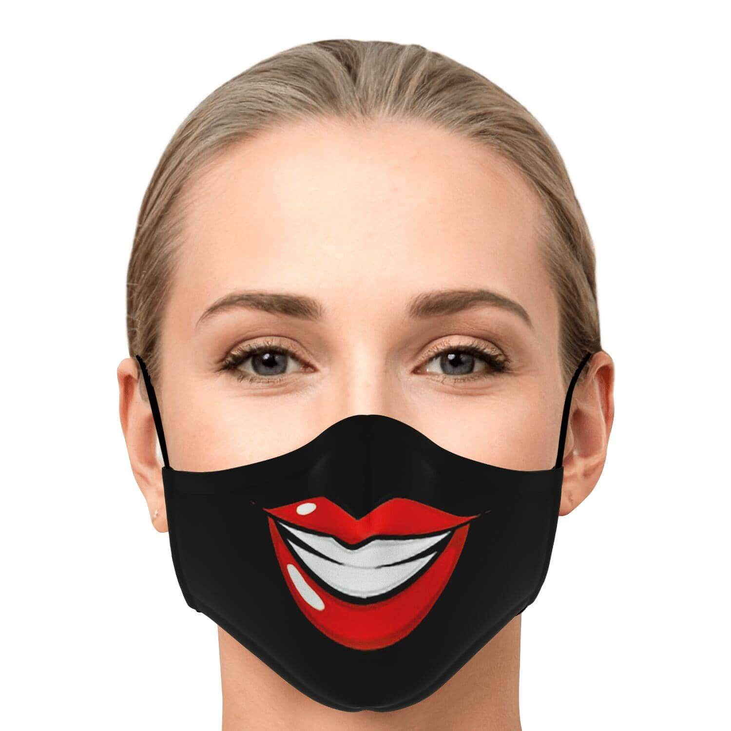 Big Smile Face Mask - Black-Fashion Face Mask - AOP