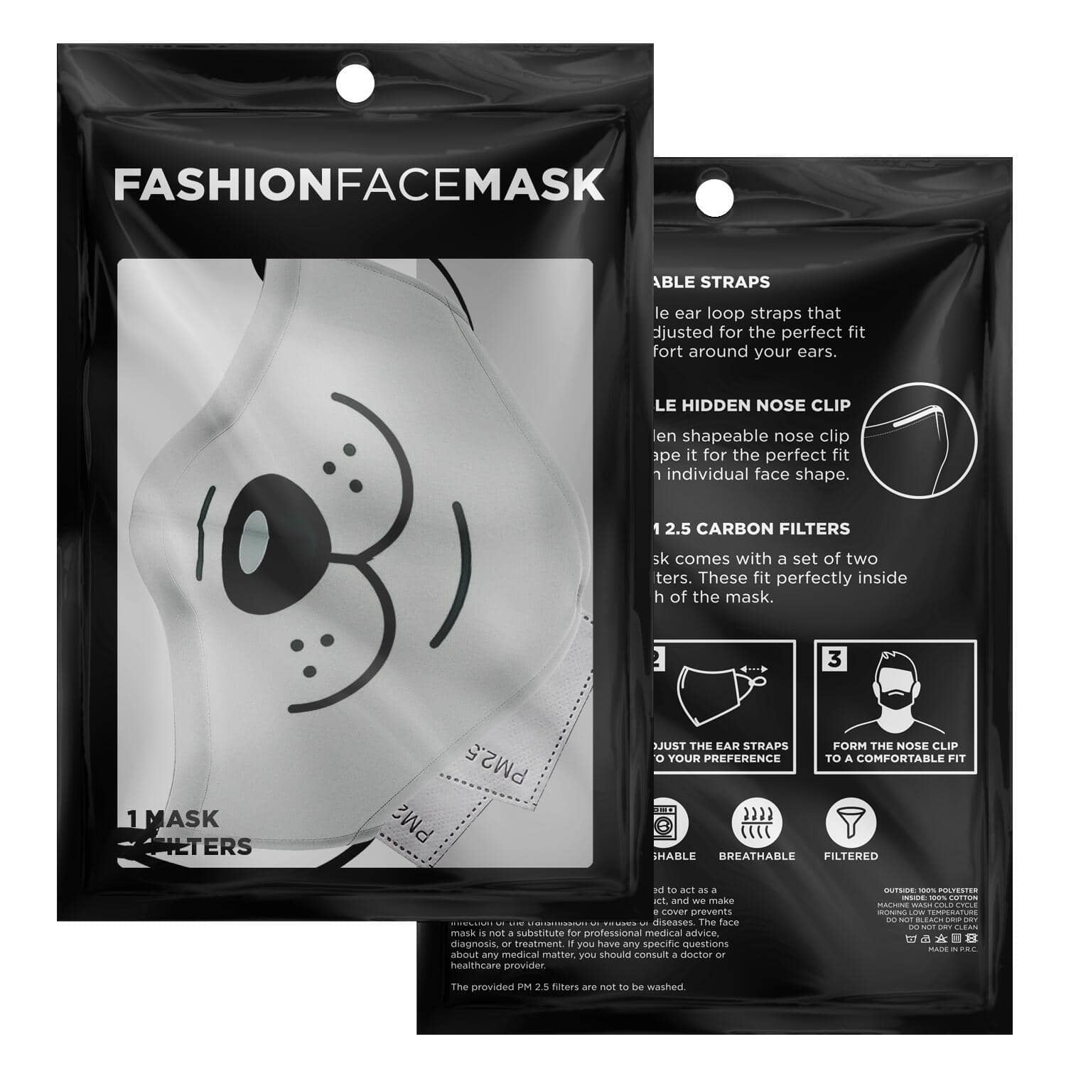 Doggie Smile Fask Mask-Fashion Face Mask - AOP