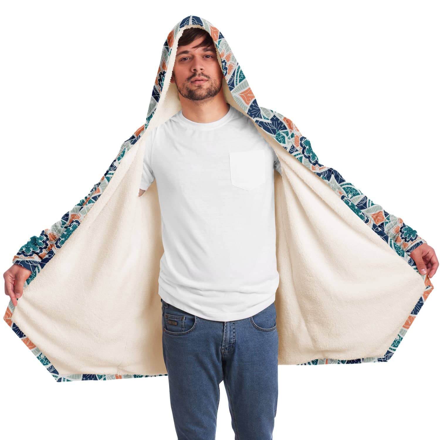Orange Blue East Serenity Cloak-Microfleece Cloak - AOP