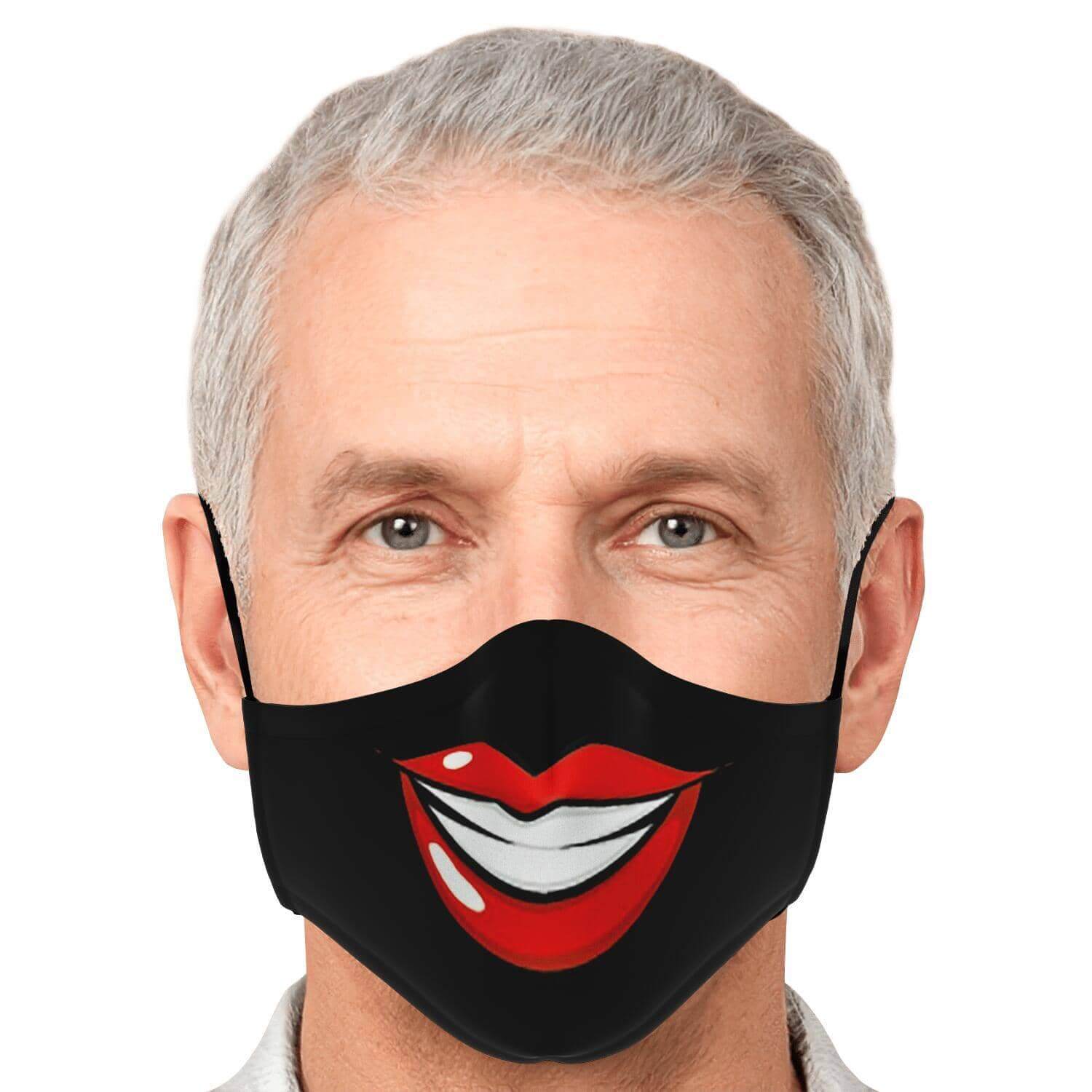 Big Smile Face Mask - Black-Fashion Face Mask - AOP