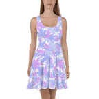 Pink & Purple Leaf Skater Dress-