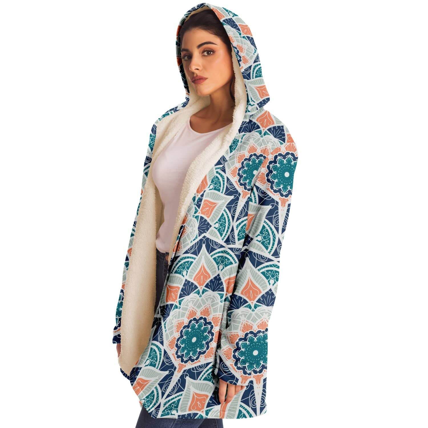 Orange Blue East Serenity Cloak-Microfleece Cloak - AOP