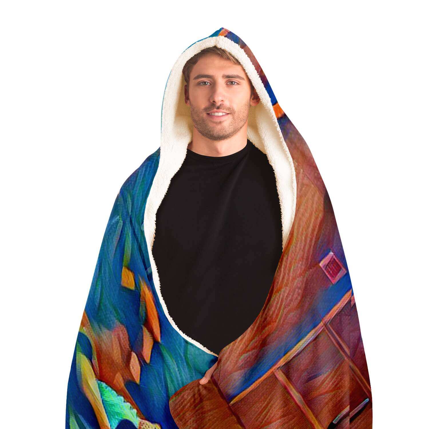 Masked Girl Hooded Blanket-Hooded Blanket - AOP