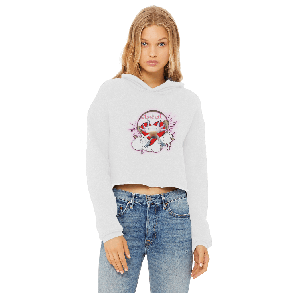 Axolitl Ladies Cropped Raw Edge Hoodie-Hoodies