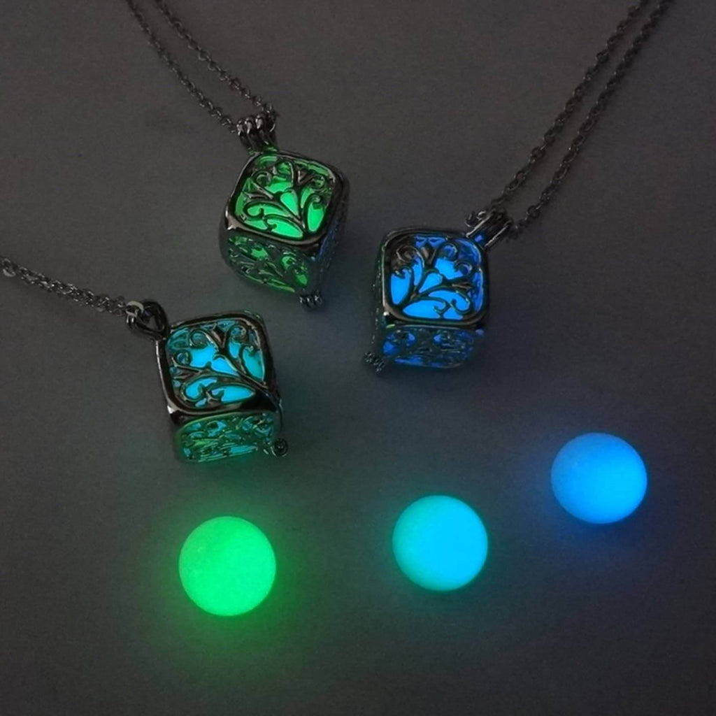 Tree Of Life Luminous Cube Necklace-Jewelry