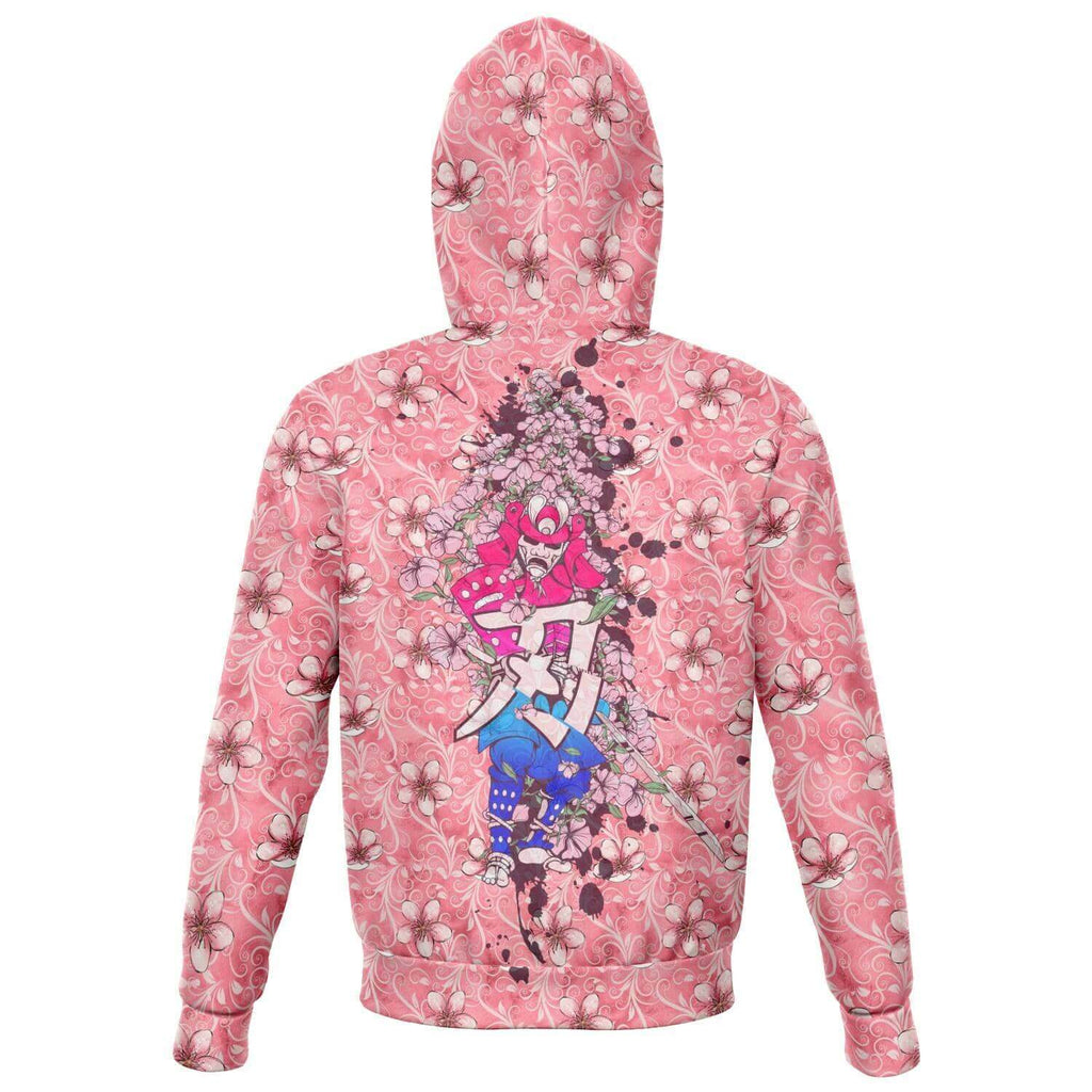 Cherry Blossom Samurai Zip Hoodie-Hoodies