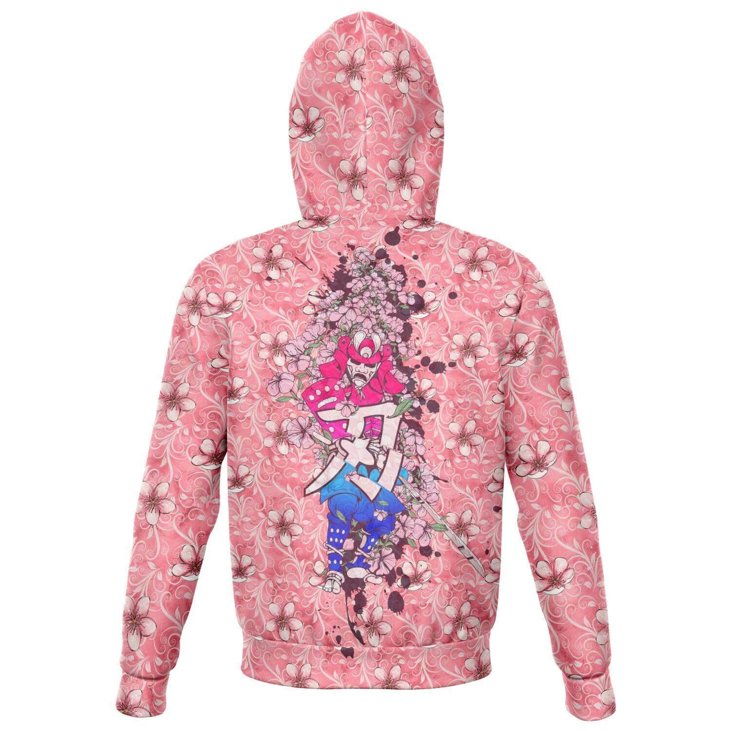 Cherry Blossom Samurai Zip Hoodie-Hoodies