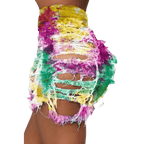 Tie Dye Denim Ripped Shorts-Festival Wear