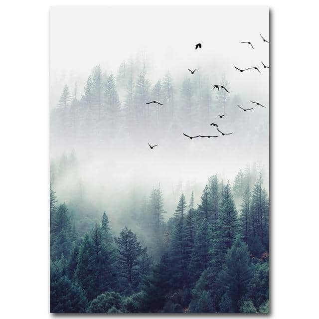 Nordic Forest Landscape Canvas Painting-Painting Canvas