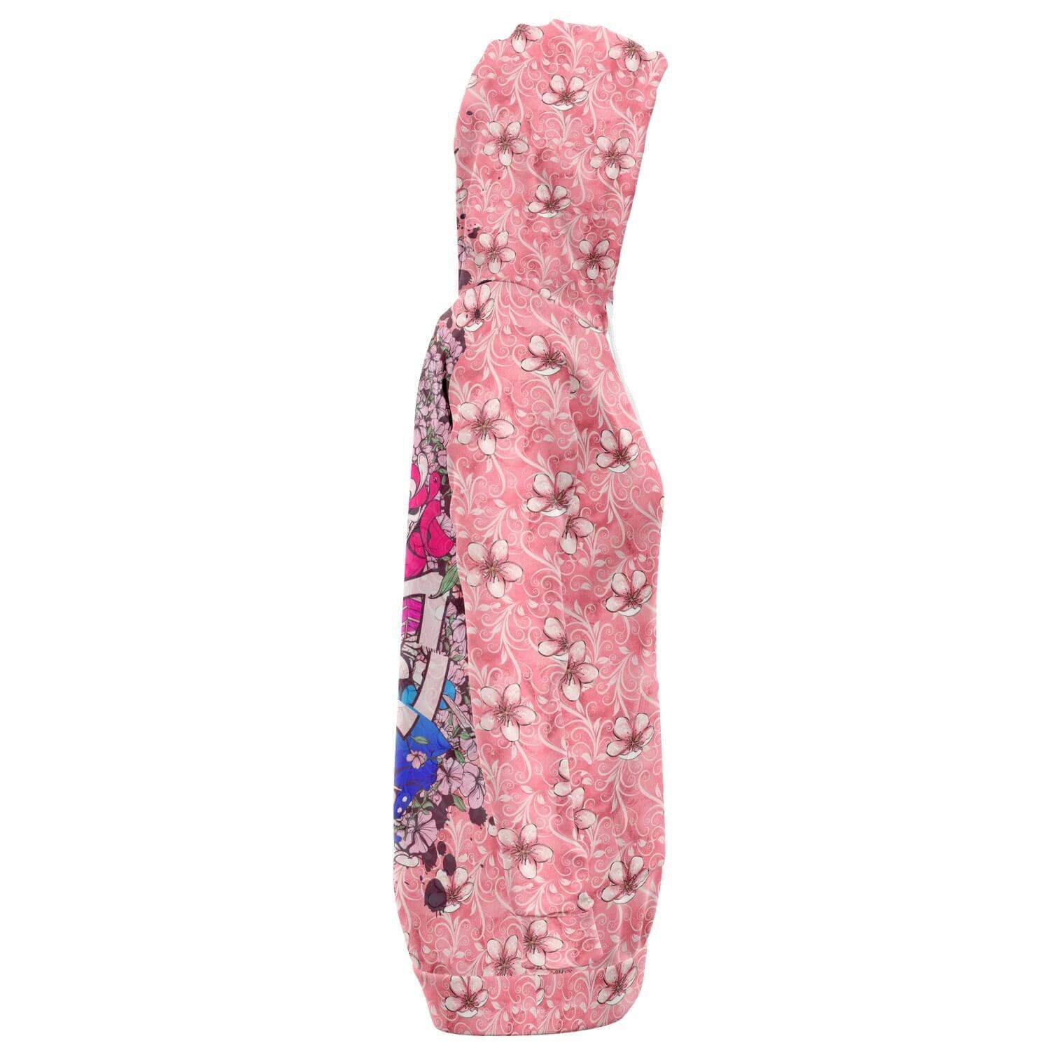 Women's Cherry Blossom Samurai Longline Hoodie-Hoodies