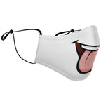 Tongue Out Smiling Face Mask-Fashion Face Mask - AOP