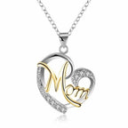 Love Mom Heart Crystal Necklace