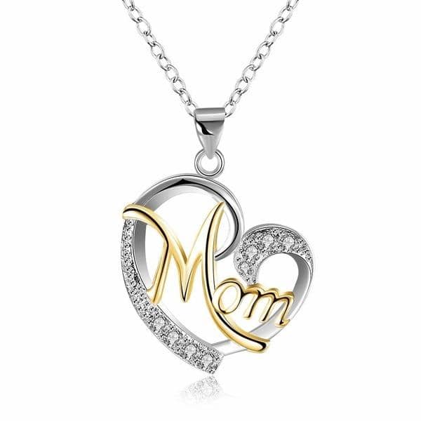 Love Mom Heart Crystal Necklace