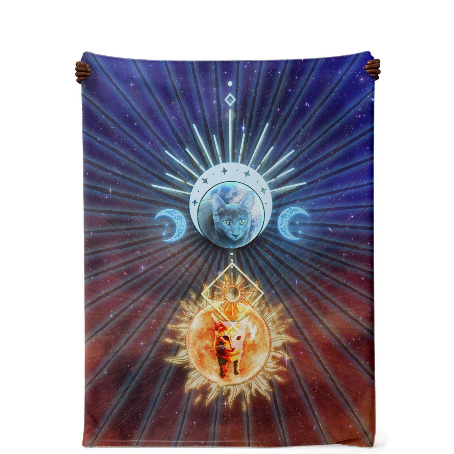 Manta Microfleece Sol e Lua Gatos