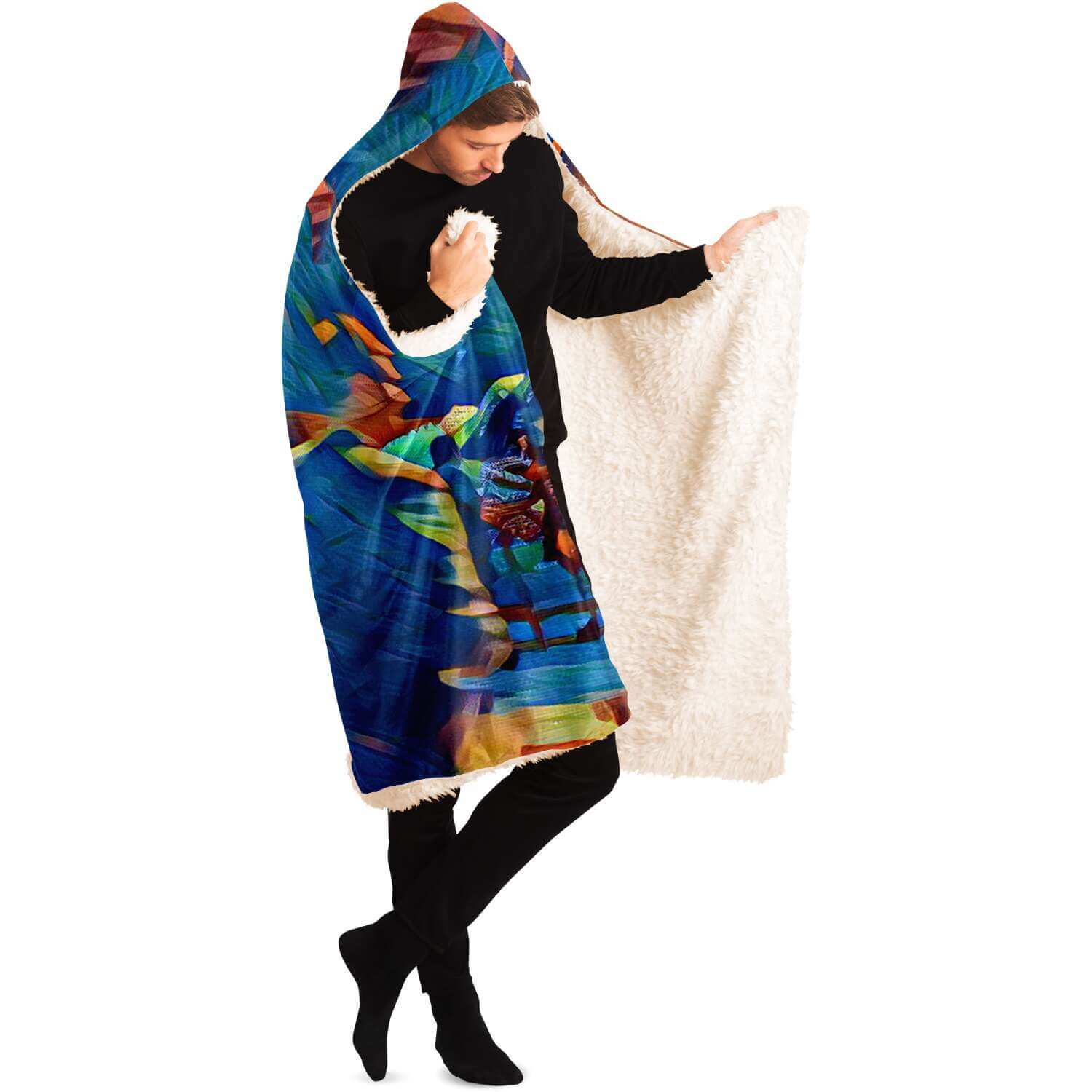 Masked Girl Hooded Blanket-Hooded Blanket - AOP