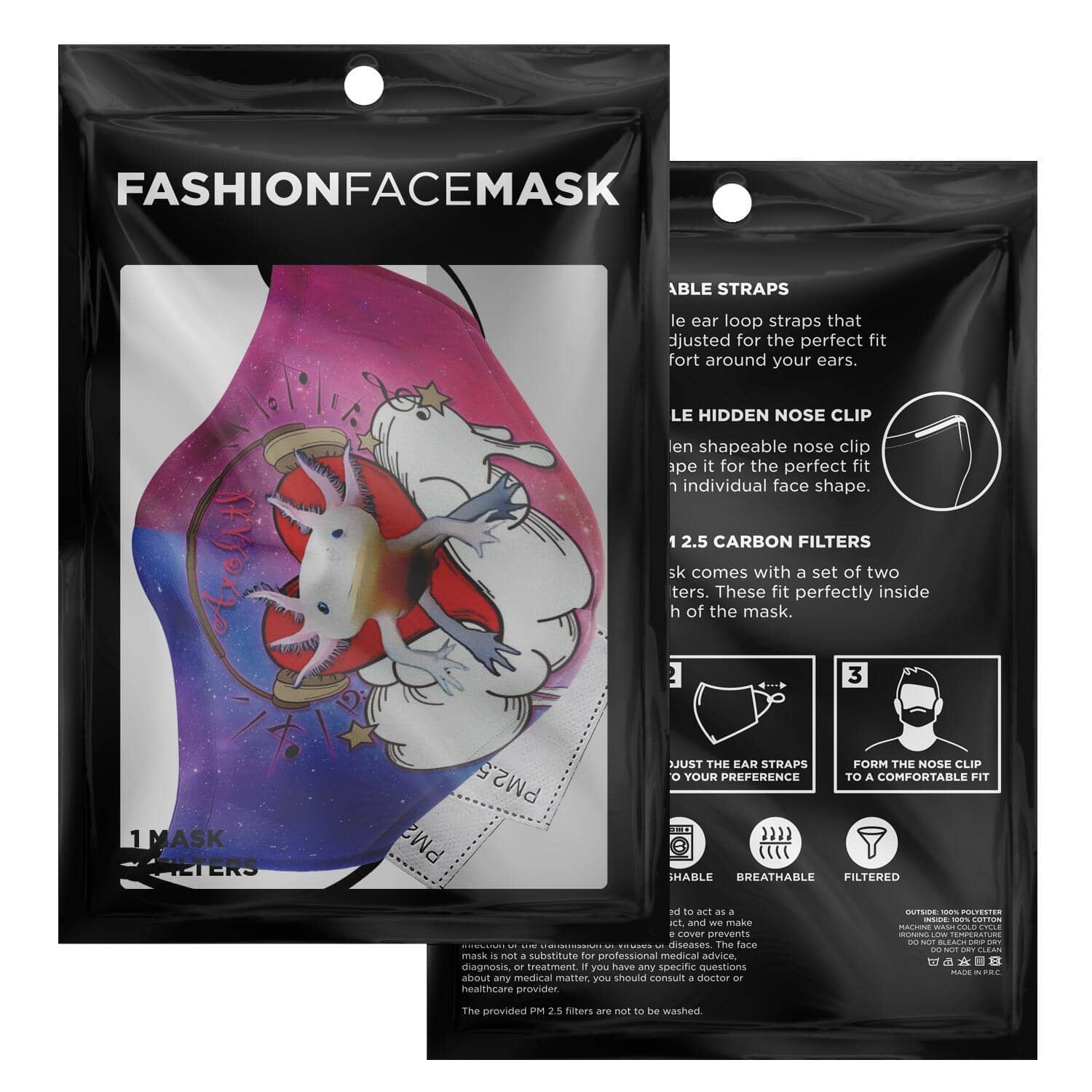 Axolitl the Partyin' Axolotl Printed Face Mask-Fashion Face Mask - AOP