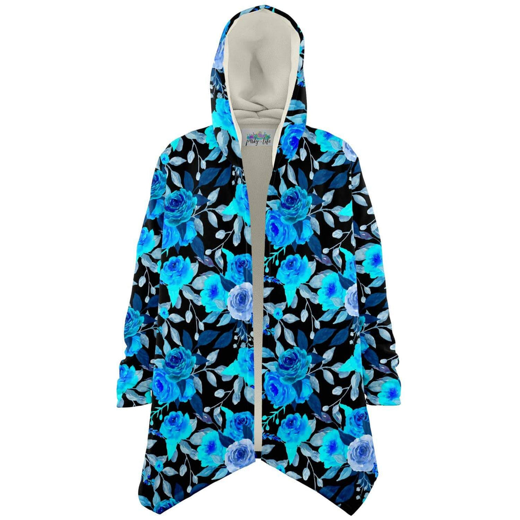 Blue Rose Cloak-Microfleece Cloak - AOP