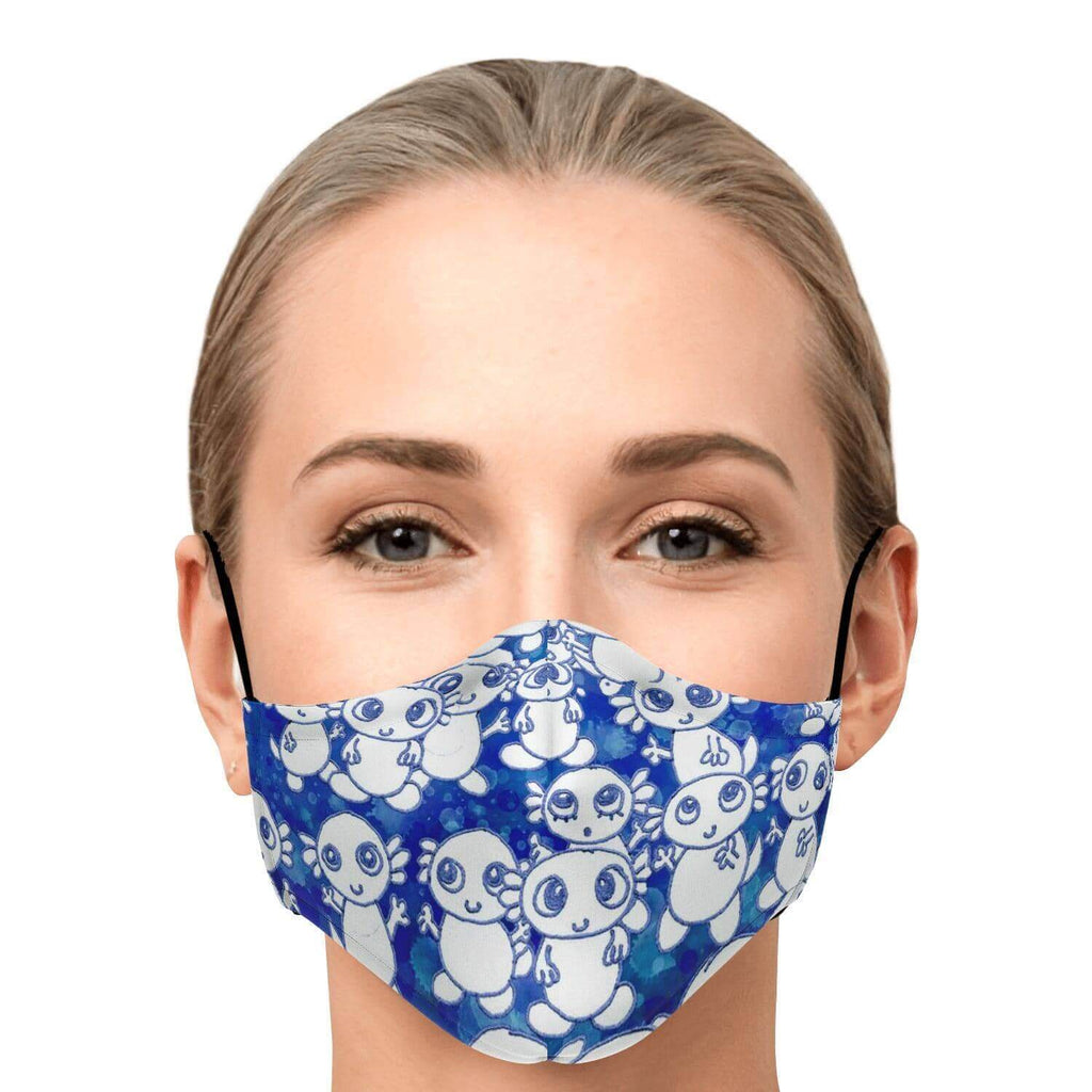 Blue Axolitl Party Printed Face Mask-Fashion Face Mask - AOP