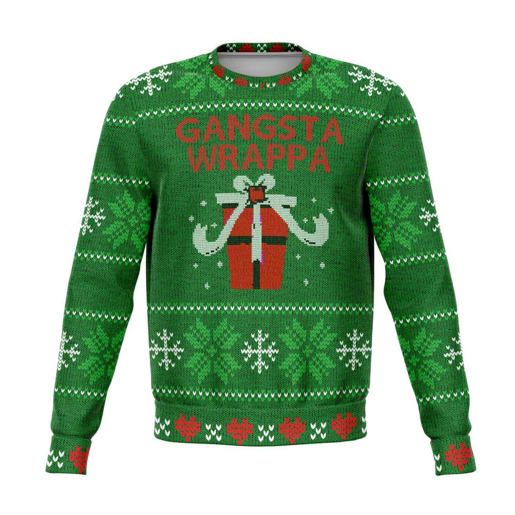 Green Gangsta Wrappa Ugly Christmas Sweater-Ugly Christmas Sweater