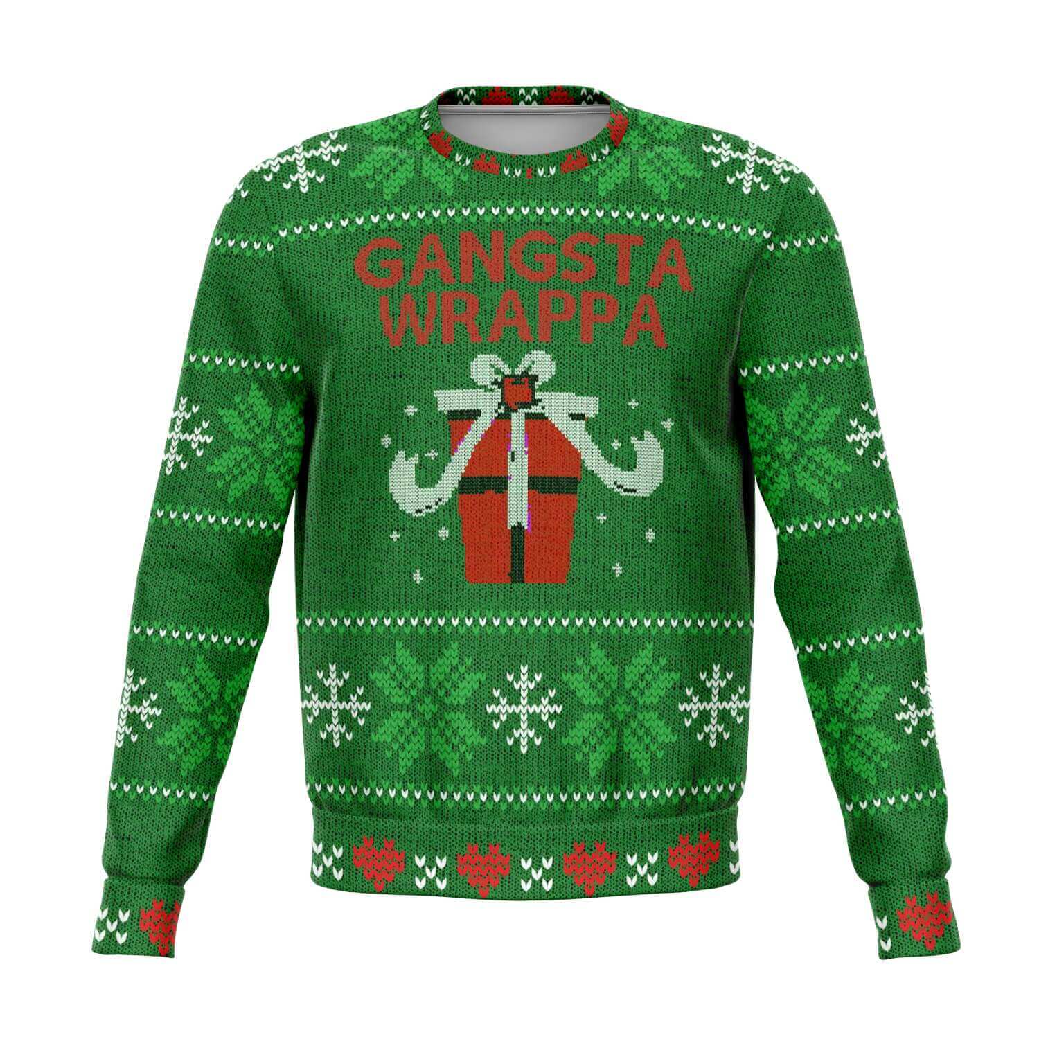 Green Gangsta Wrappa Ugly Christmas Sweater-Ugly Christmas Sweater