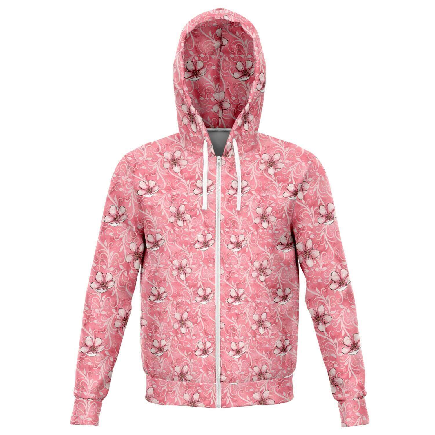 Cherry Blossom Samurai Zip Hoodie-Hoodies