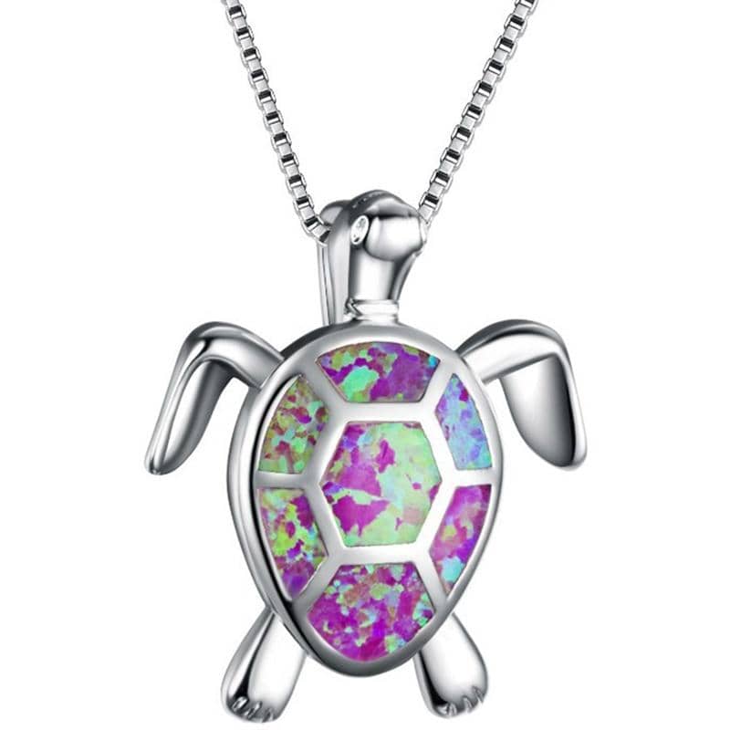 Opal Sea Turtle Pendant Necklace-Jewelry