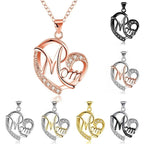 Love Mom Heart Crystal Necklace-Jewelry