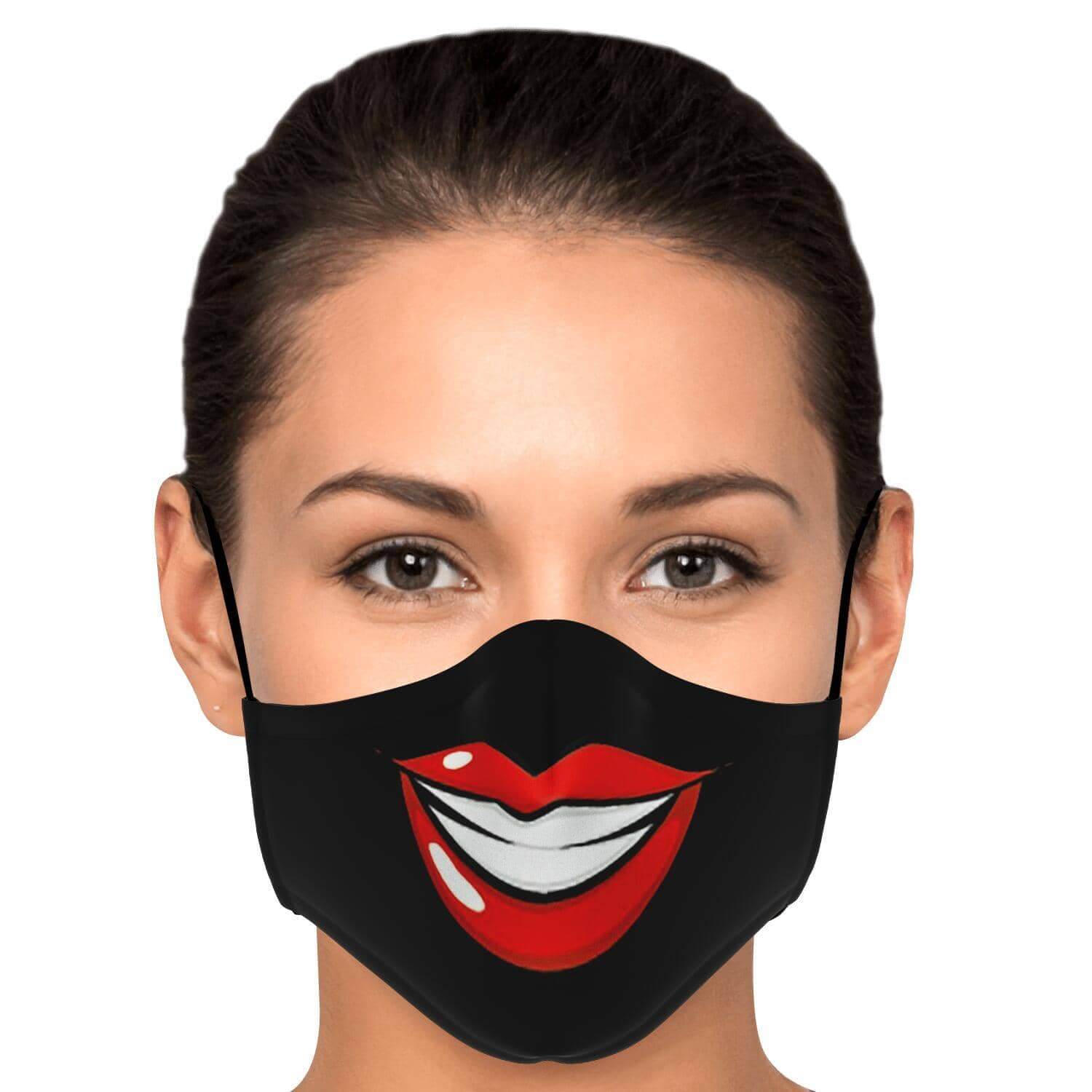 Big Smile Face Mask - Black-Fashion Face Mask - AOP