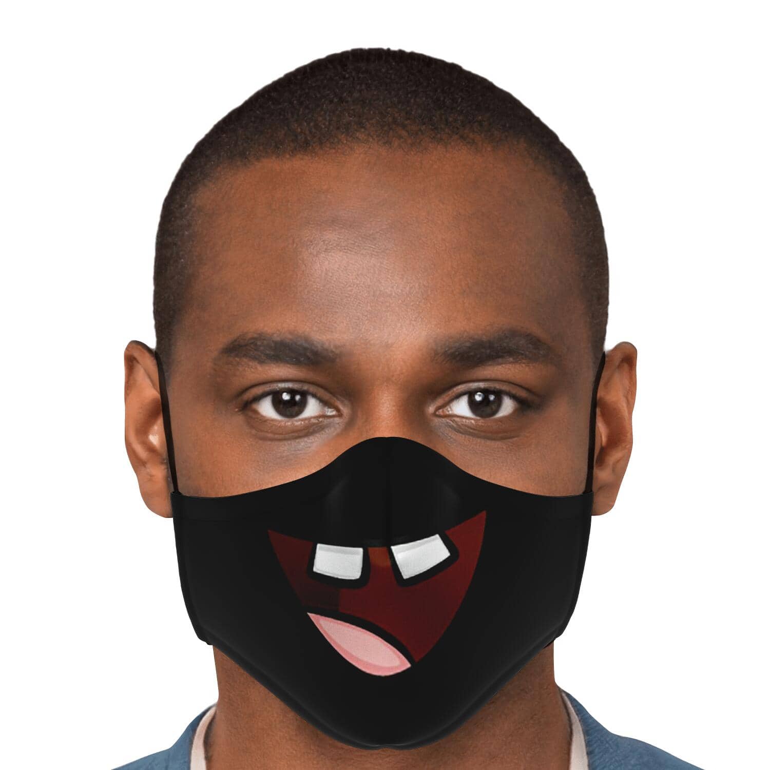 Missing Teeth Smile Face Mask - Black-Fashion Face Mask - AOP